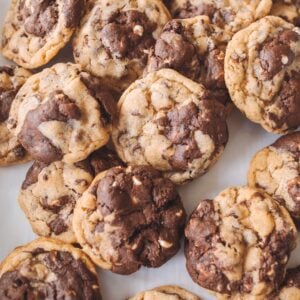 the best cookie recipe, marble cookies, chocolate chip, white chocolate, baked gooey cookies, amazing cookies, dough, white chocolate chips, cocoa powder, holiday cookies, famous cookie recipe, baking, marble cookies