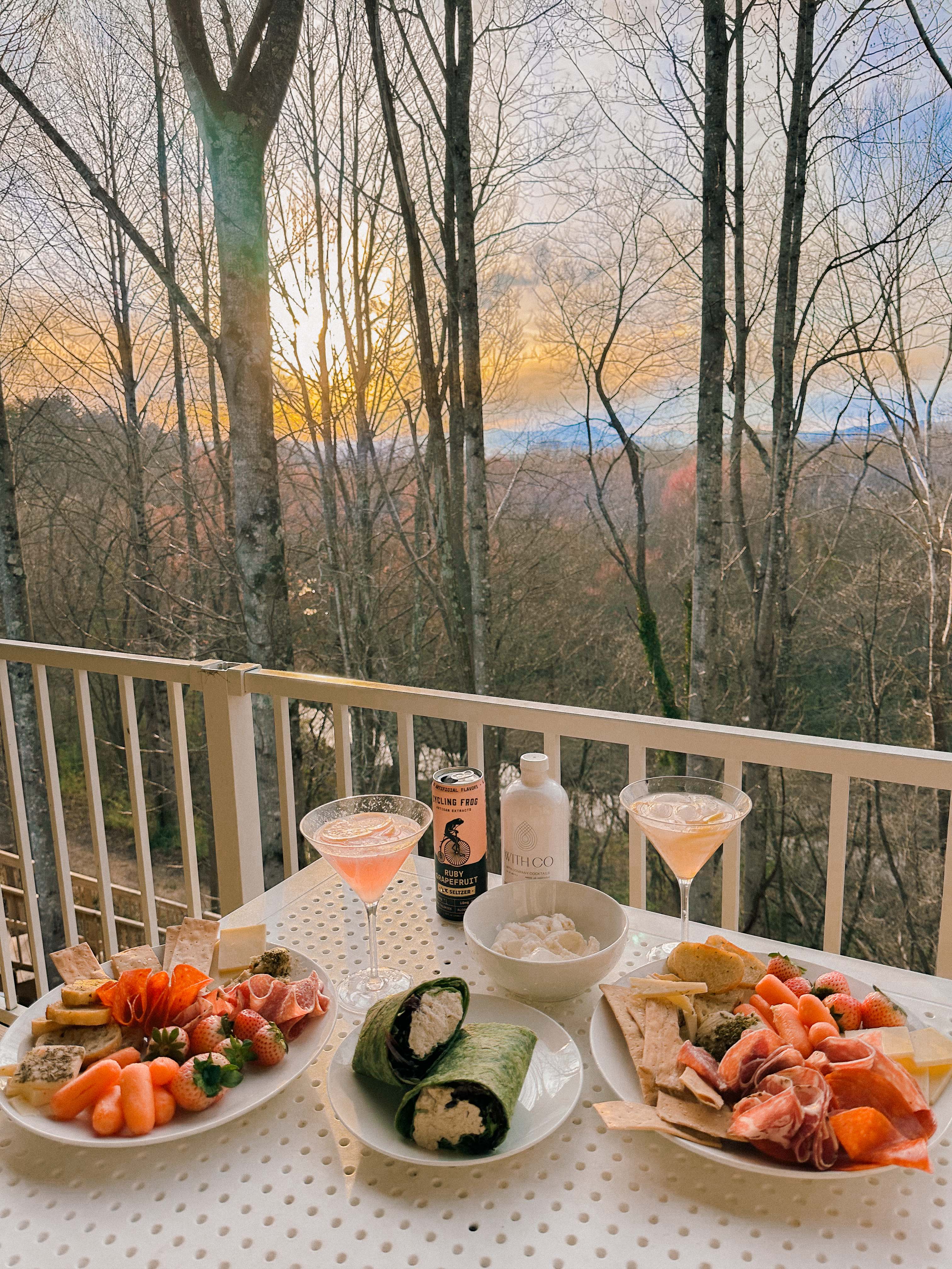 hendersonville, skylarana, mountains, getaway, best friend getaway, close to charlotte, spring trip, tulips, mountains, charcuterie, cake, pool, mountain cabin with pool, charlotte nc, mini trip