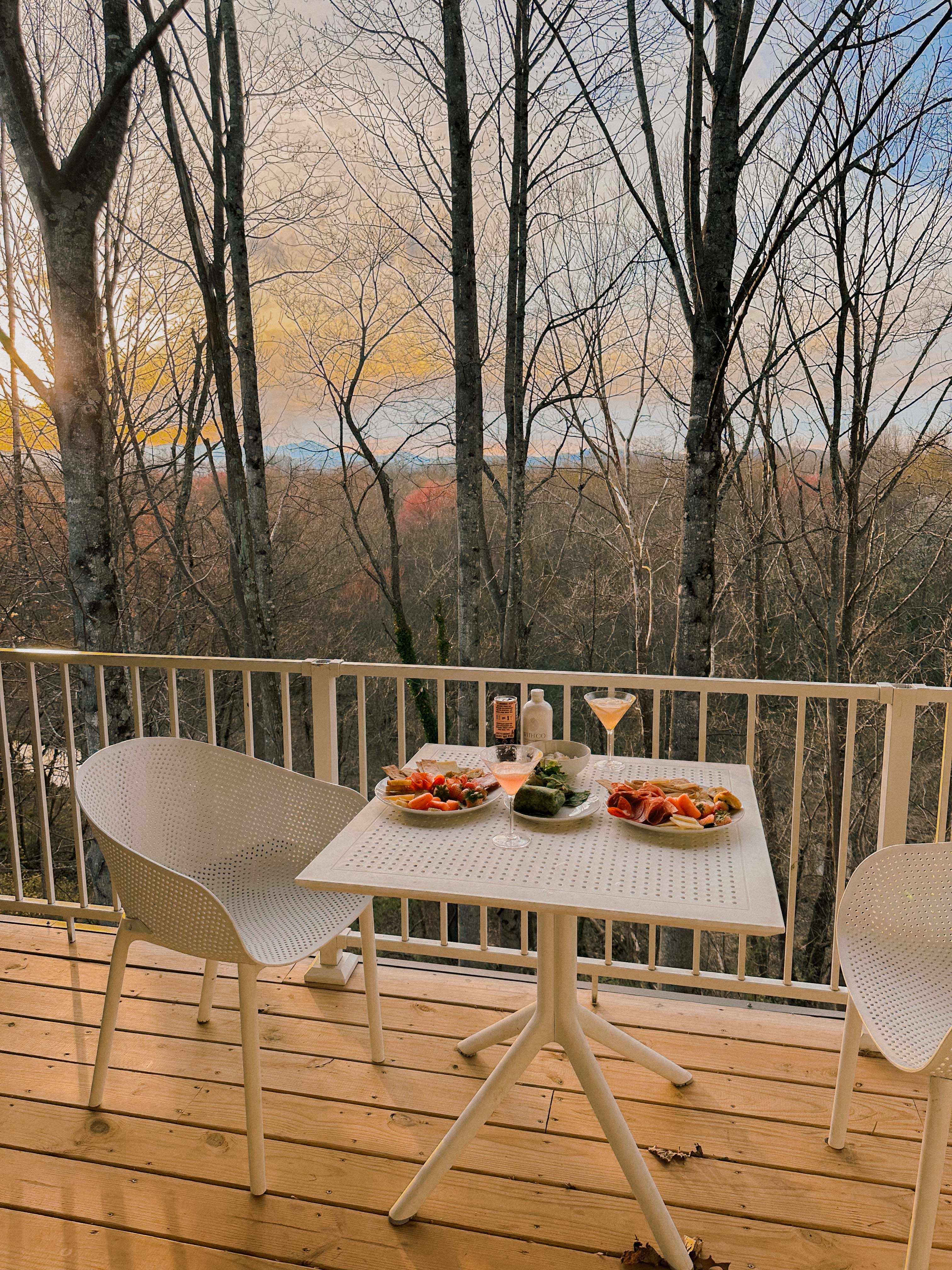 hendersonville, skylarana, mountains, getaway, best friend getaway, close to charlotte, spring trip, tulips, mountains, charcuterie, cake, pool, mountain cabin with pool, charlotte nc, mini trip