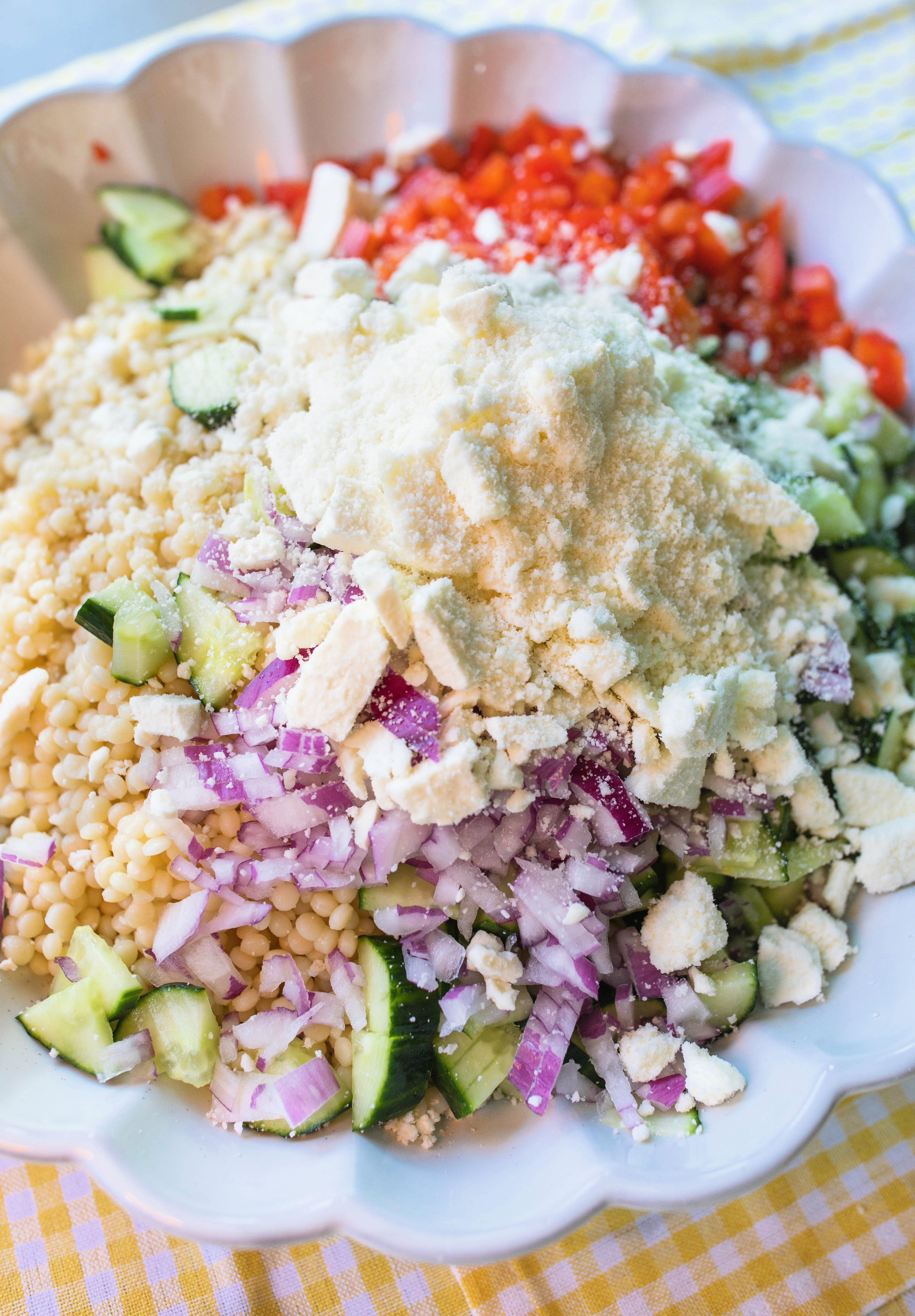 couscous, pasta salad, feta, dinner, chicken, family dinner, healthy, chicken, protein, meal prep, easy recipe, couscous recipe, pasta salad