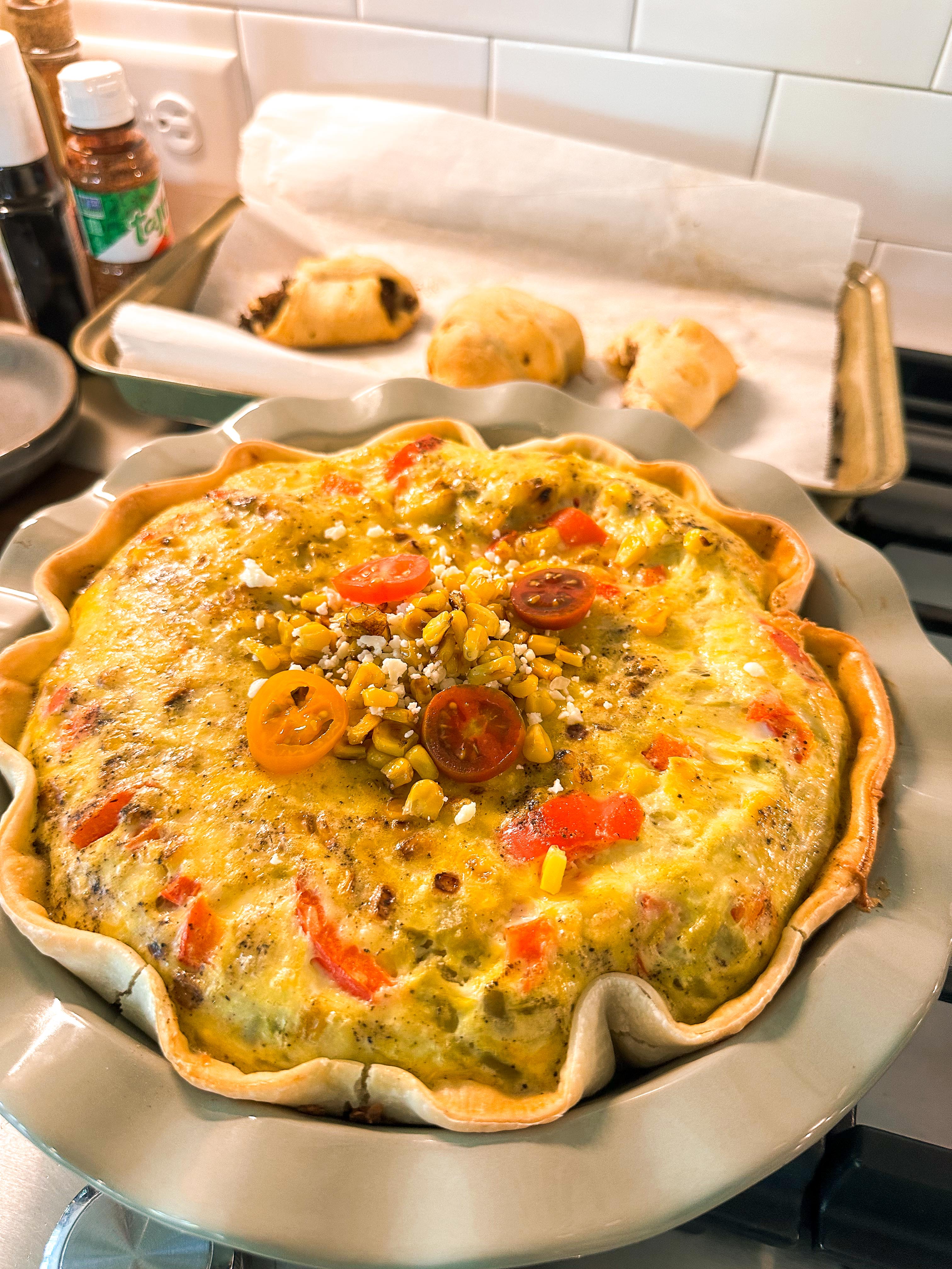 roasted corn, mexican street corn, quiche, dinner, gluten free, sweet loren, healthy recipes, cooking for kids, cheese, cojita, pie crust