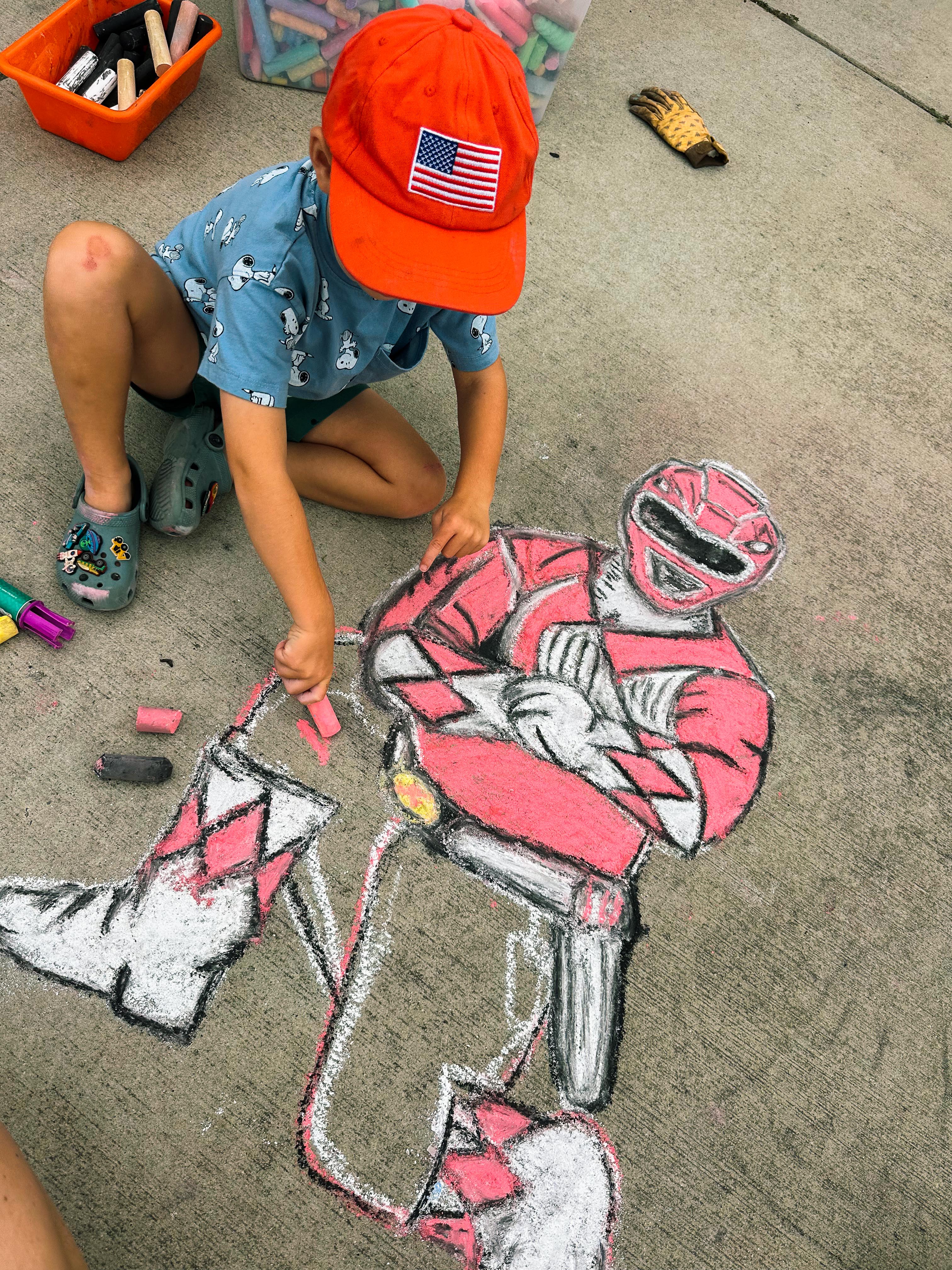 power rangers chalk art
