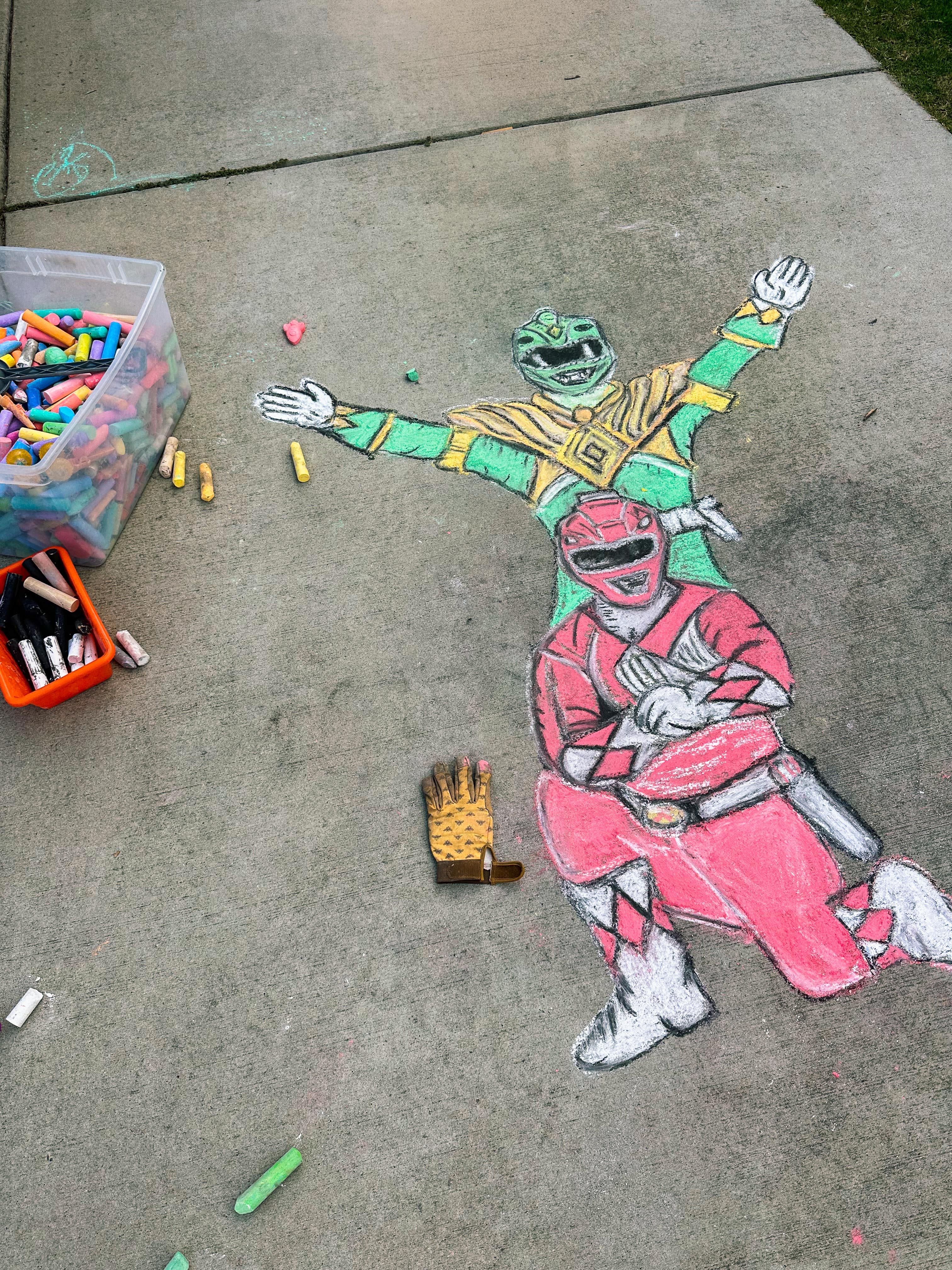 power rangers chalk art