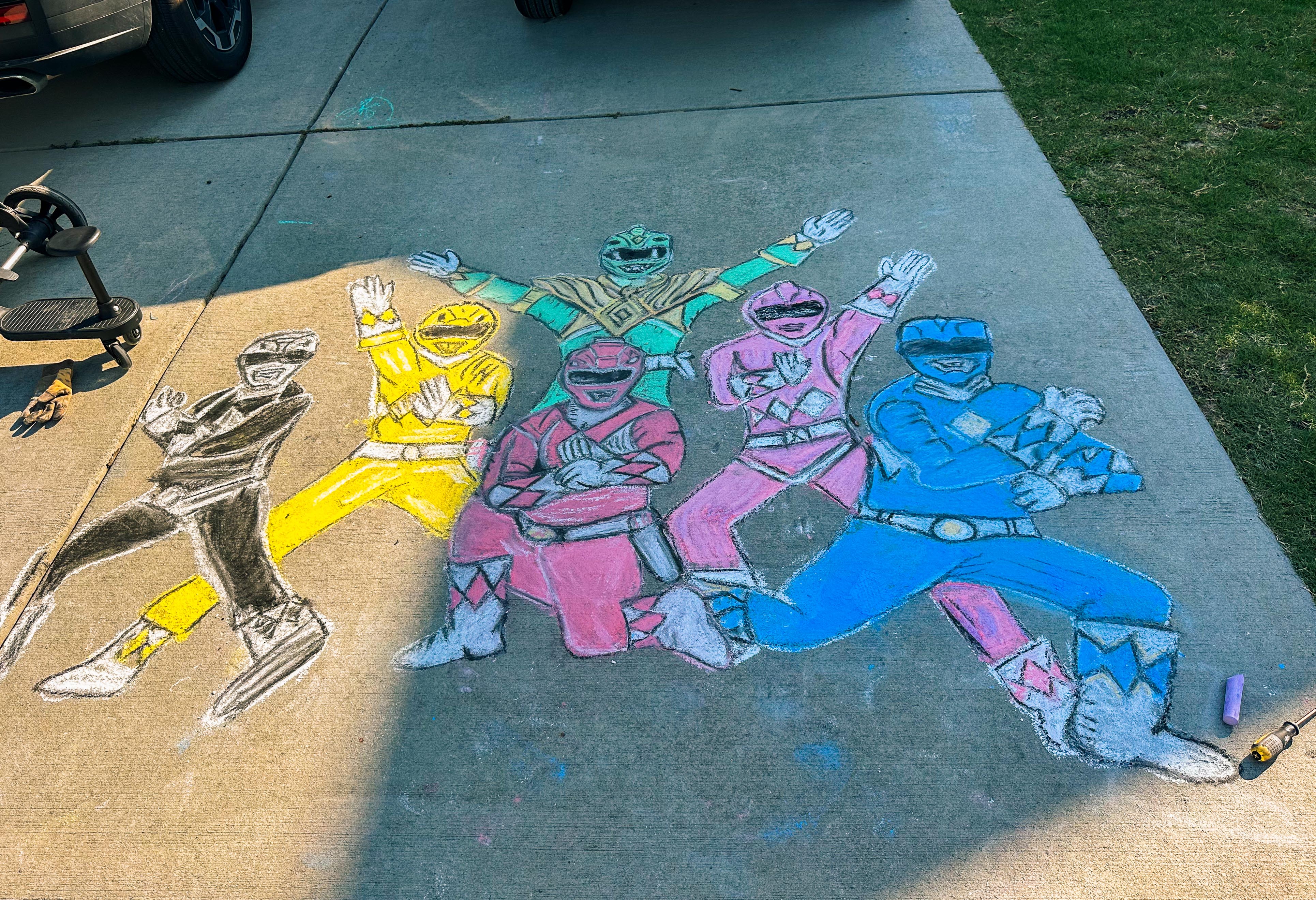 power rangers chalk art