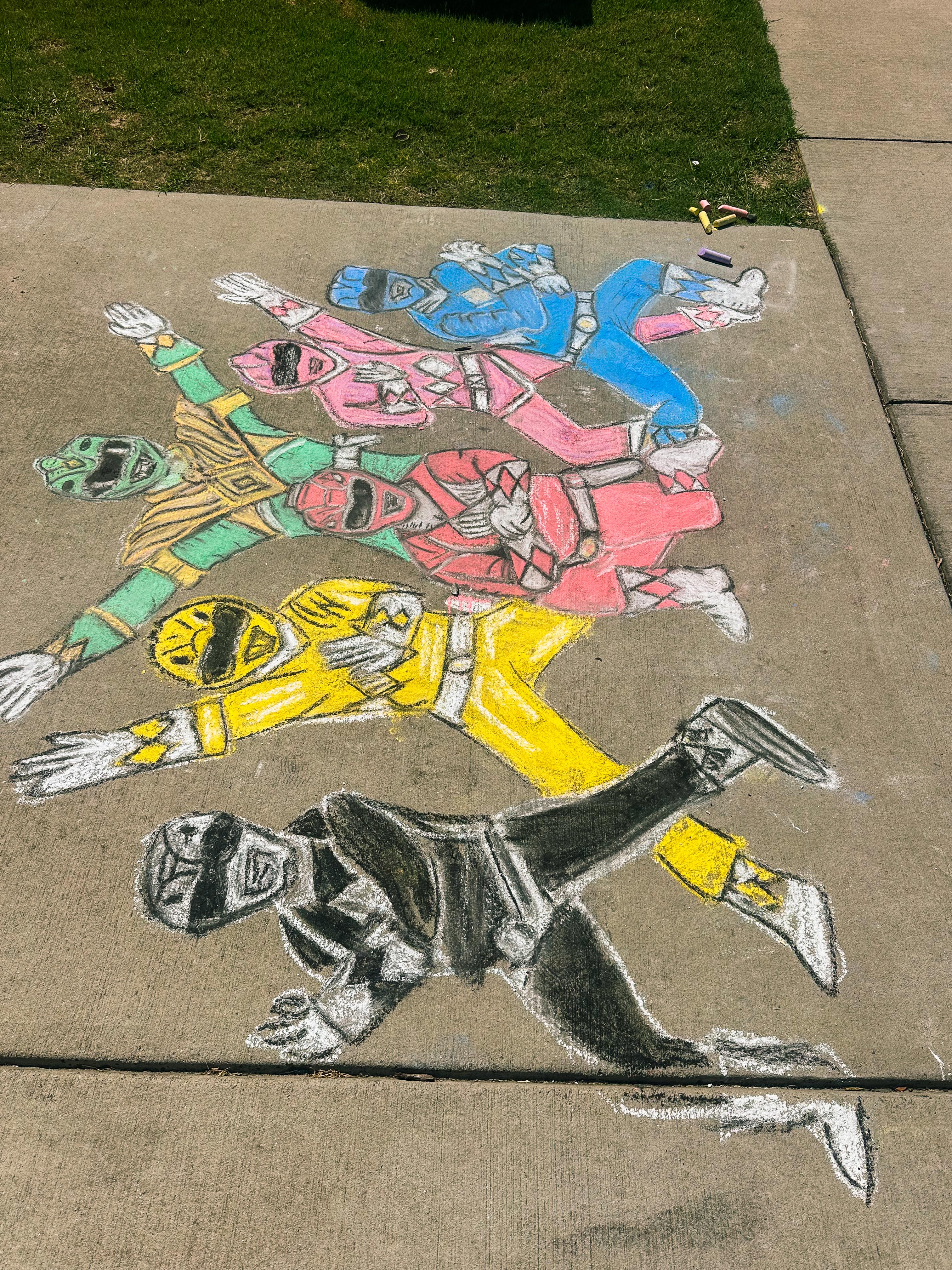 power rangers chalk art