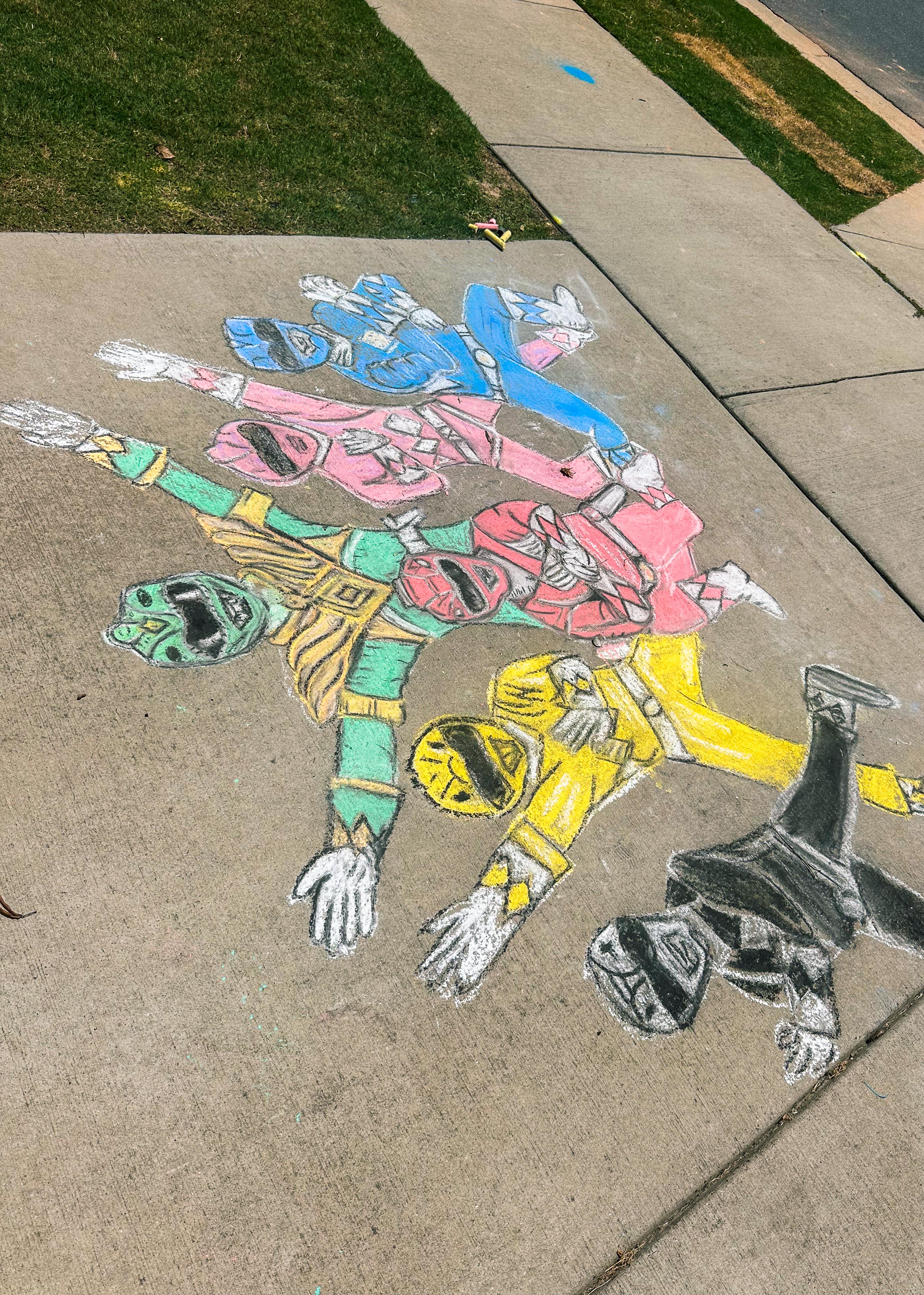 power rangers chalk art