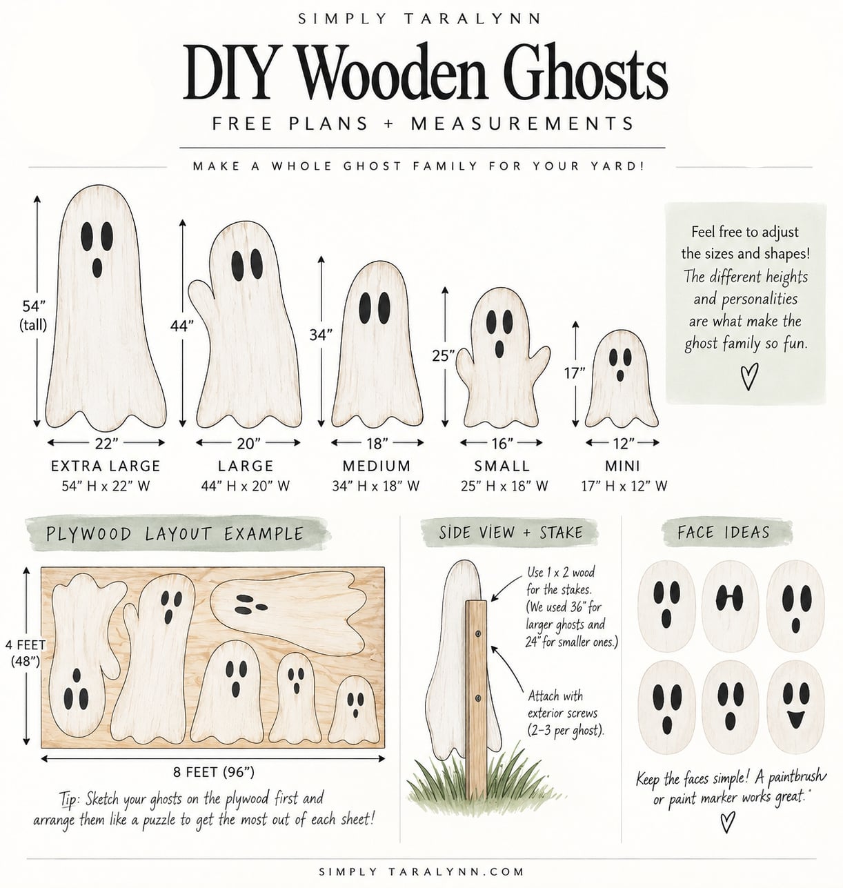 DIY wood cut out yard ghosts