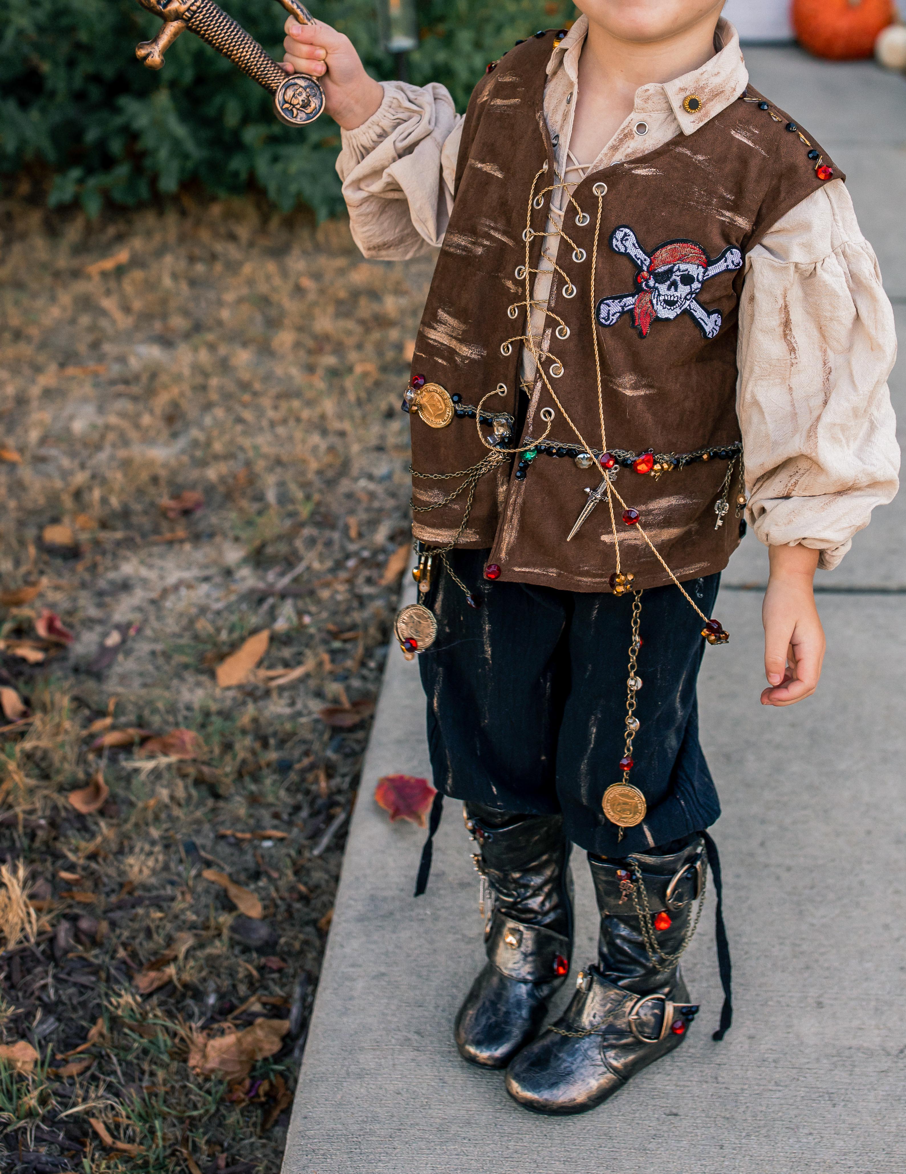 pirate costume, rustic pirate, todder pirate diy, DIY toddler costume, jewels, pirate boots kids, boys pirate costume, homemade pirate costume, halloween costume idea