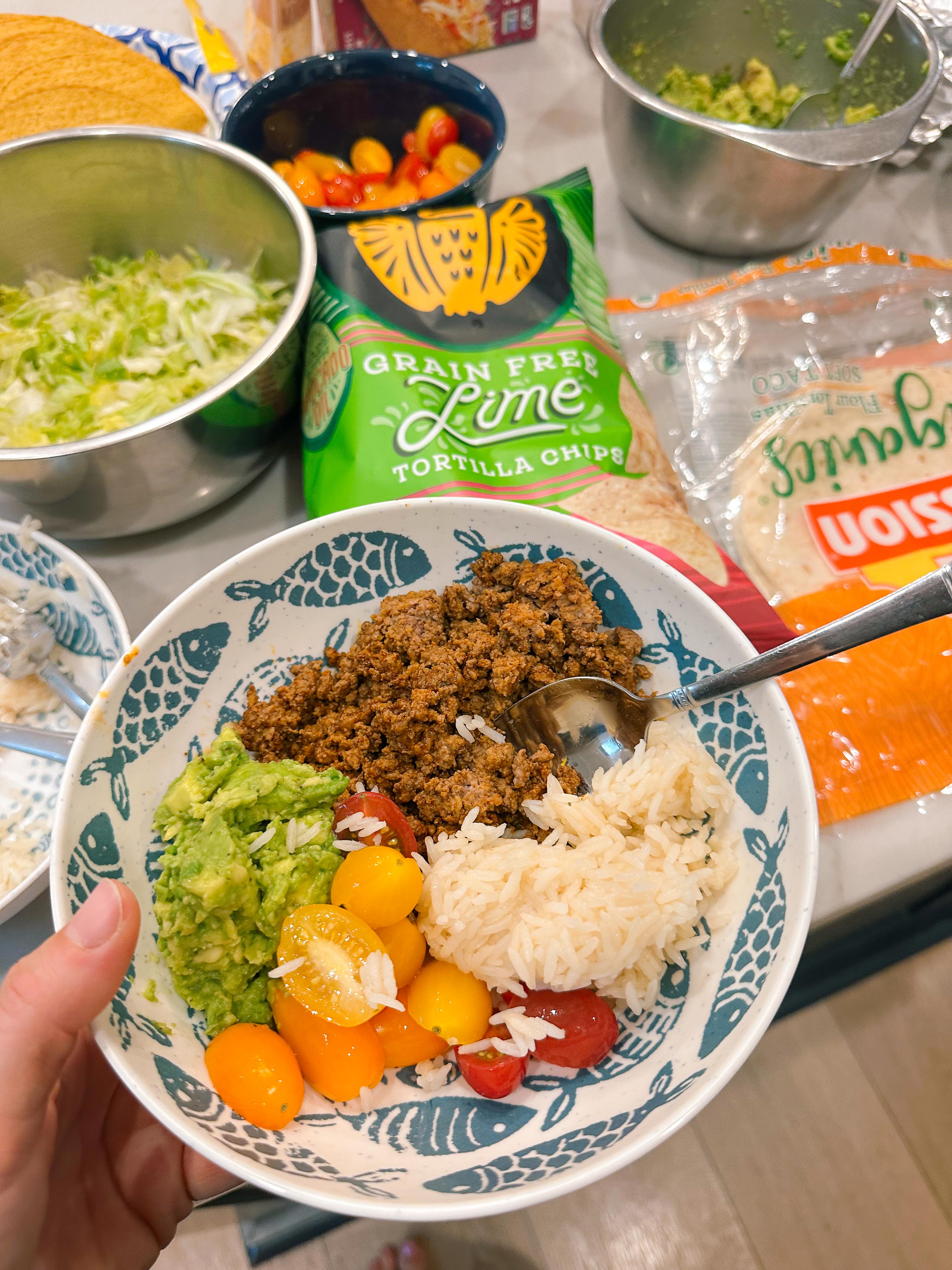taco bowl night at the beach house