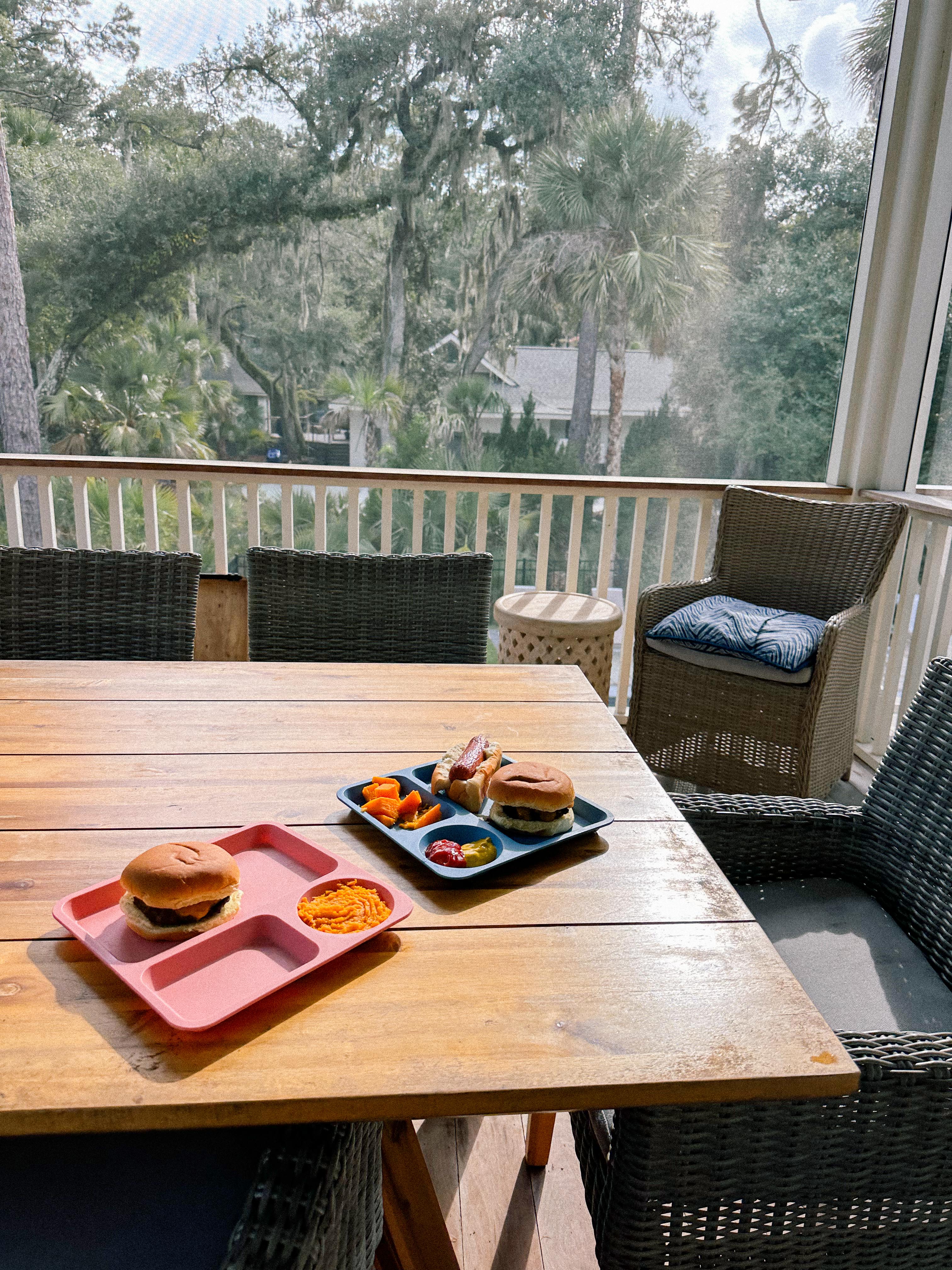 burgers for dinner at the beach house