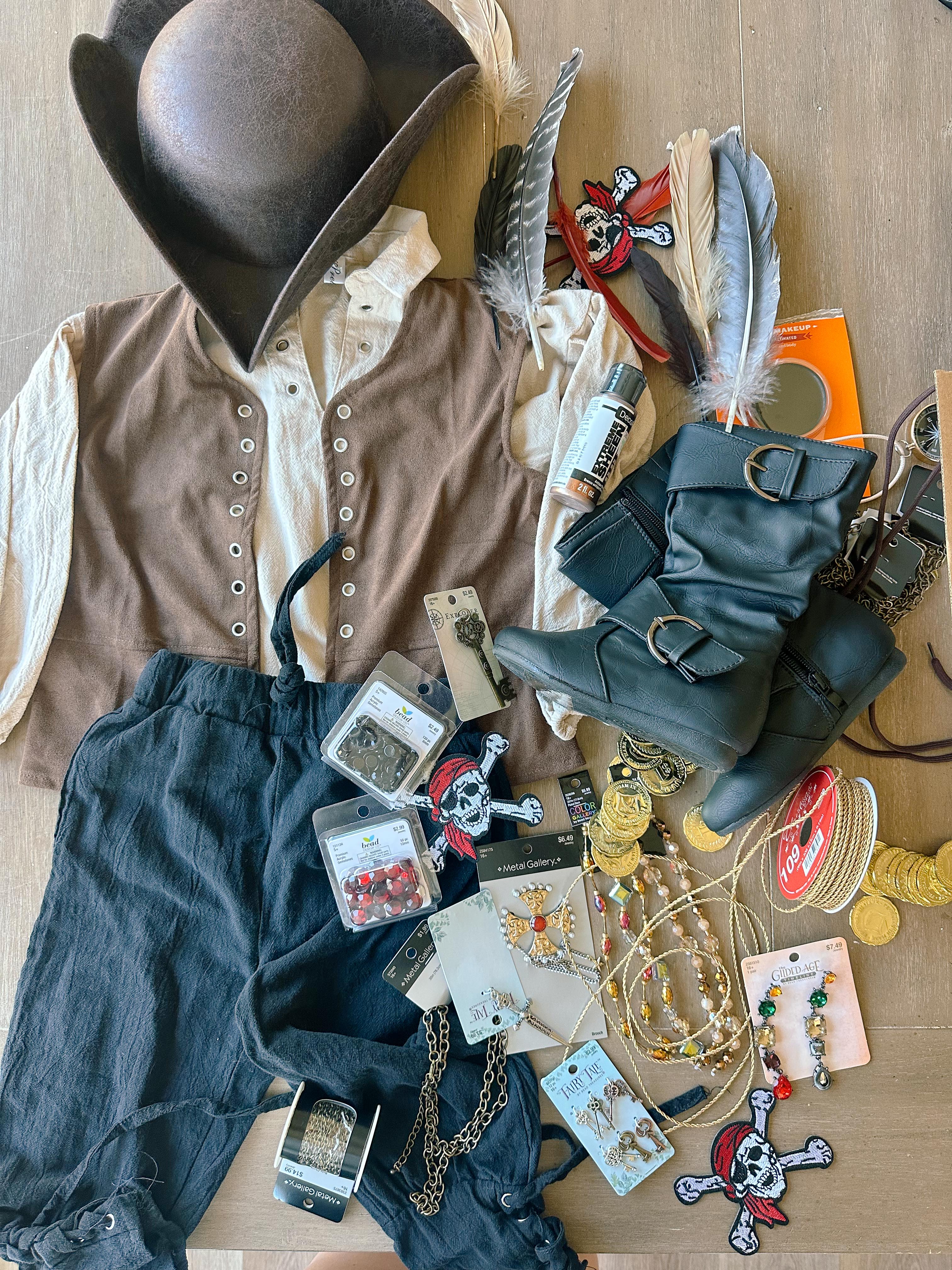 pirate costume, rustic pirate, todder pirate diy, DIY toddler costume, jewels, pirate boots kids, boys pirate costume, homemade pirate costume, halloween costume idea
