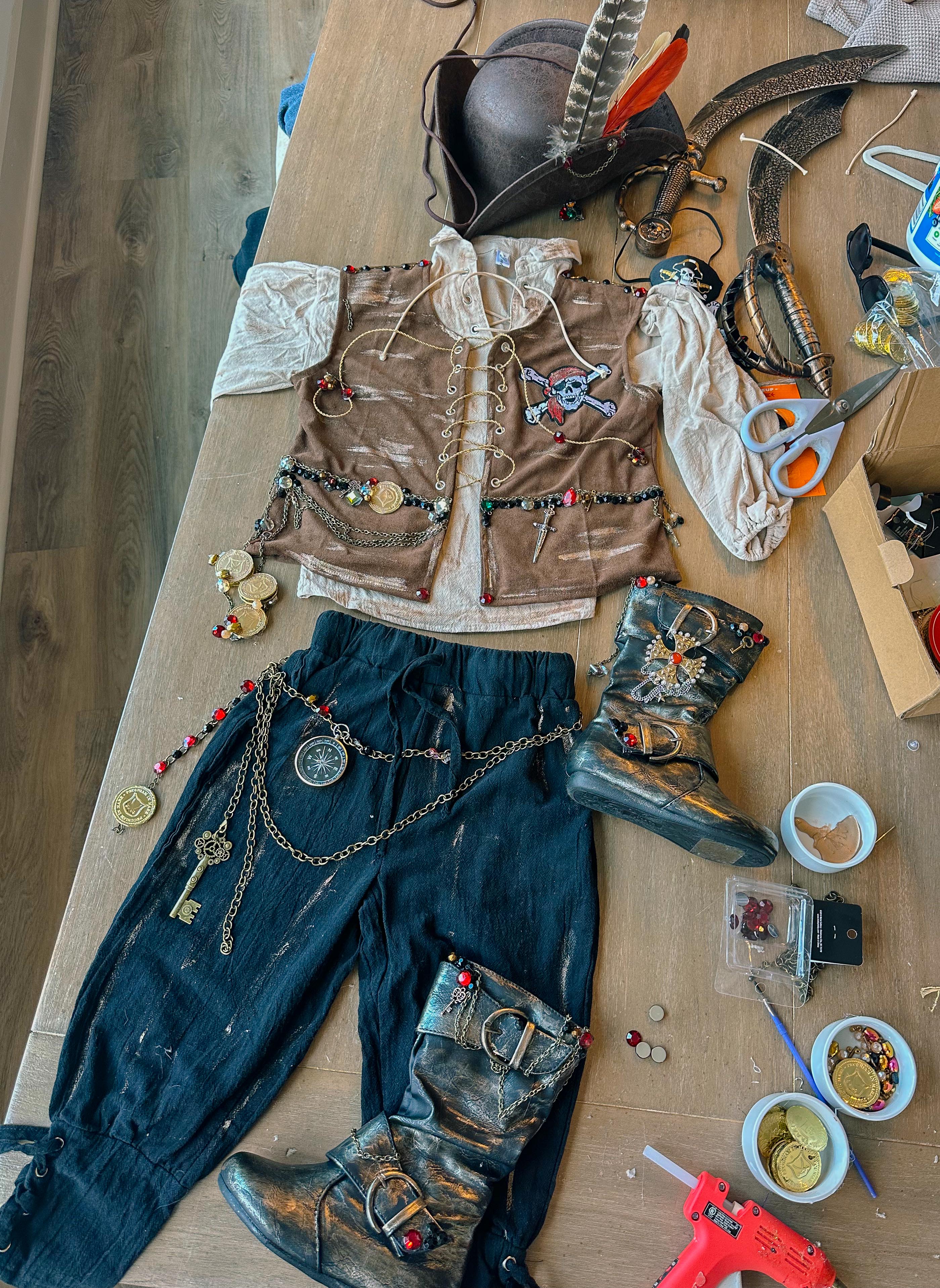 pirate costume, rustic pirate, todder pirate diy, DIY toddler costume, jewels, pirate boots kids, boys pirate costume, homemade pirate costume, halloween costume idea